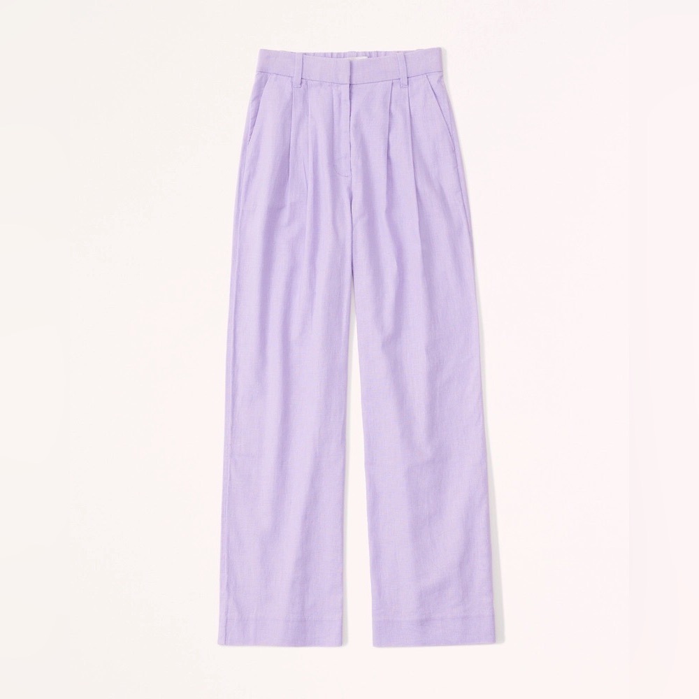 Abercrombie Linen Blend Pant - Lilac Color